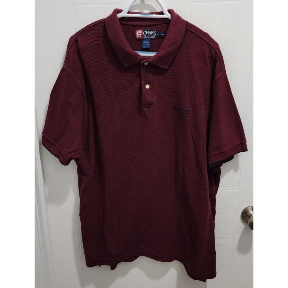 CHAPS By Ralph Lauren Red Short Sleeve Logo Polo Shirt Size XXL 100% Cotton